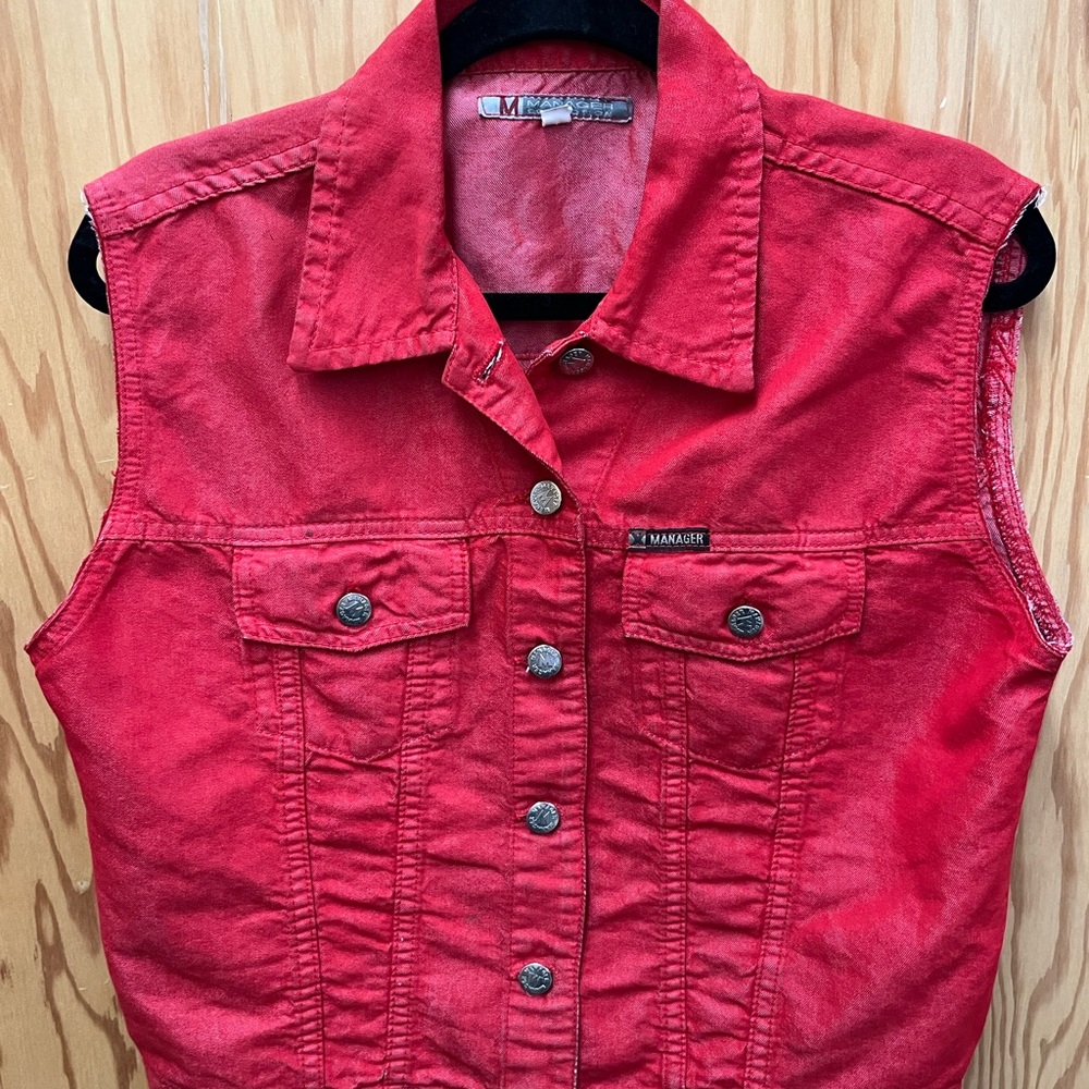 Red Denim Vest
